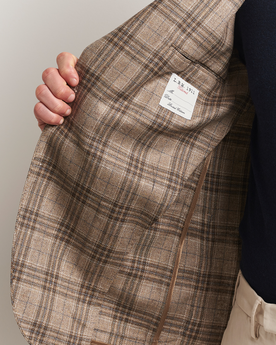 Men | Blazers | L.B.M. 1911 | Jack Regular Fit Silk/Wool Overcheck Blazer Brown