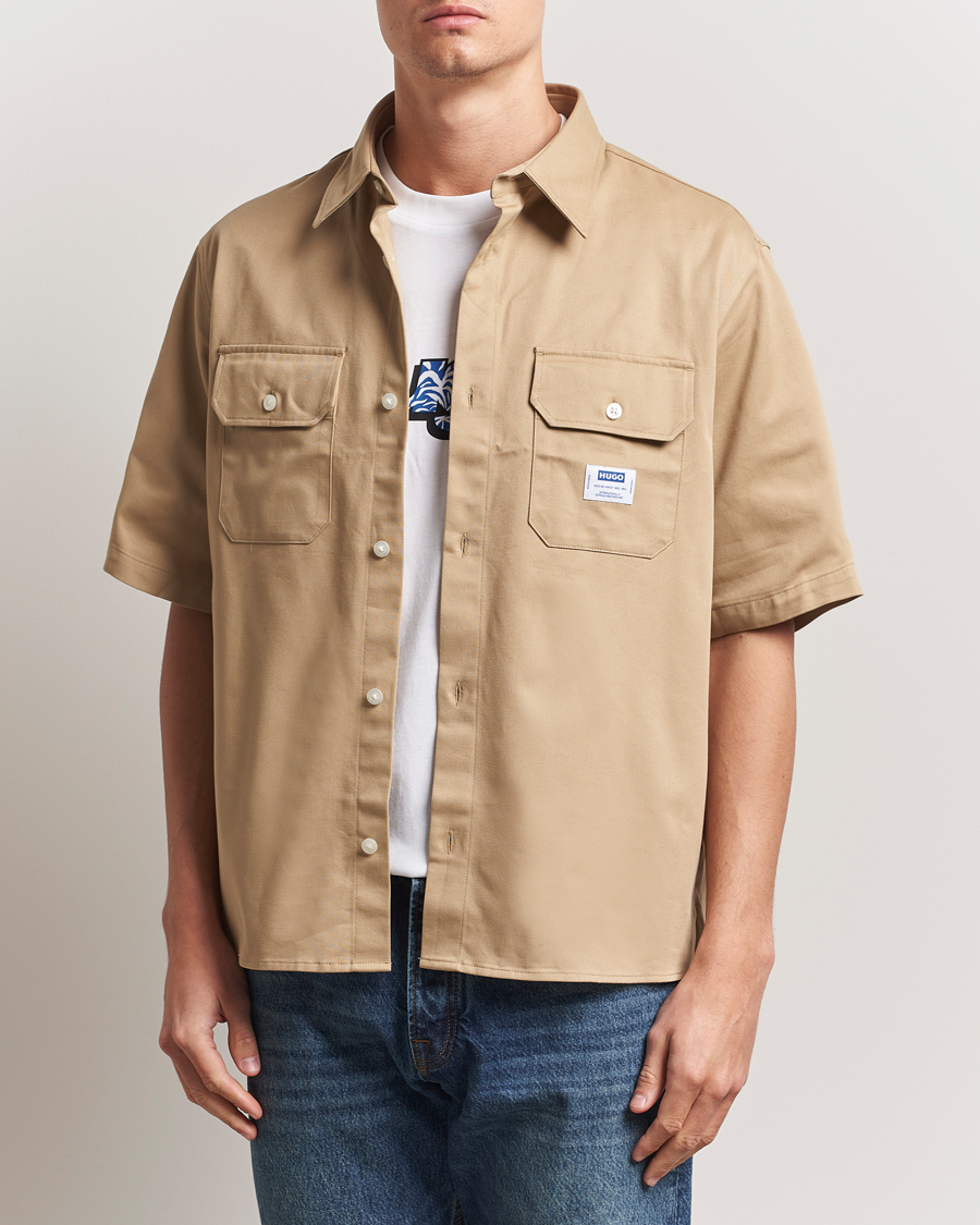 Men | Shirts | HUGO | Ekyno Short Sleeve Shirt Medium Beige