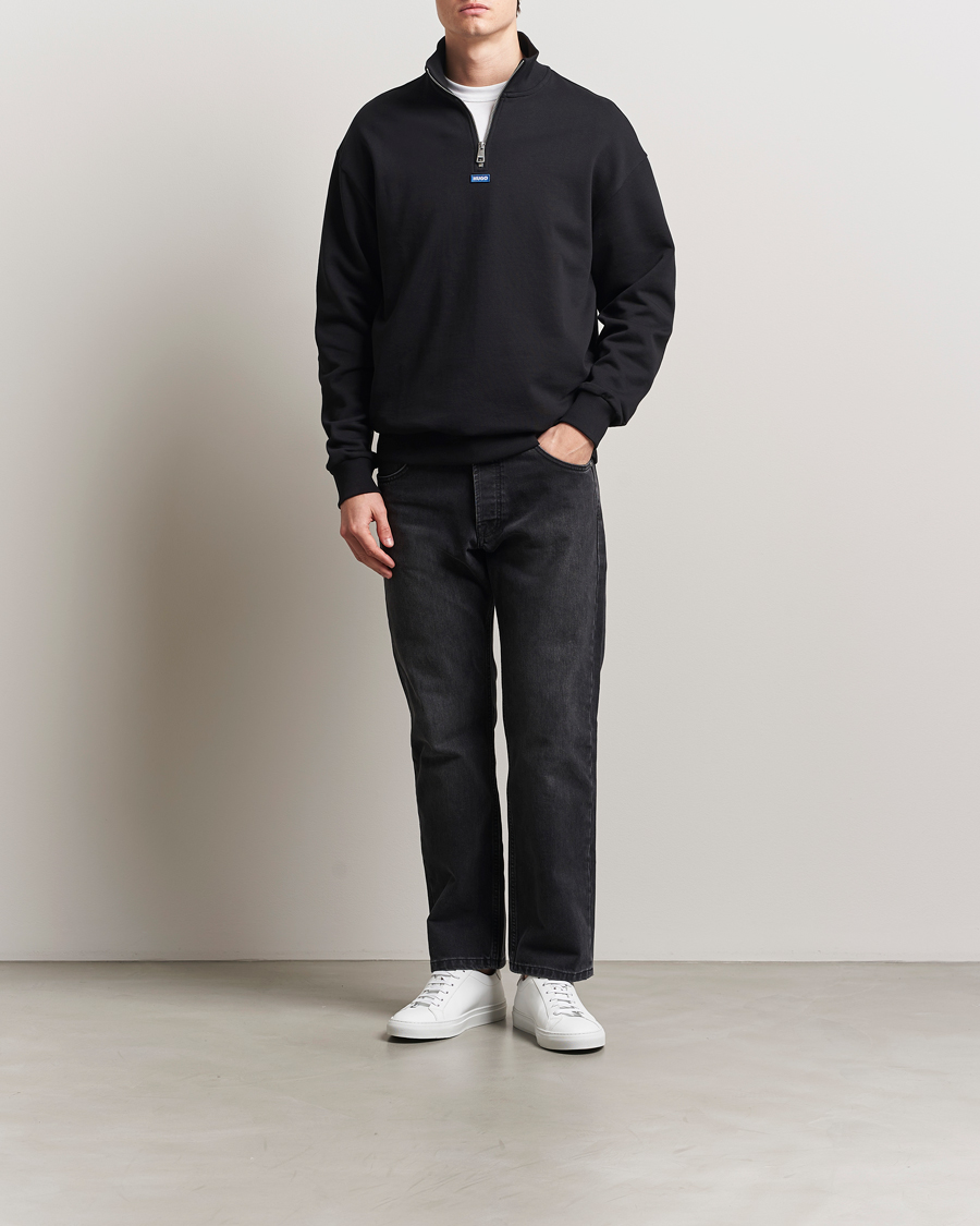 Men | Sweaters & Knitwear | HUGO | Neeler Half Zip Sweatshirt Black