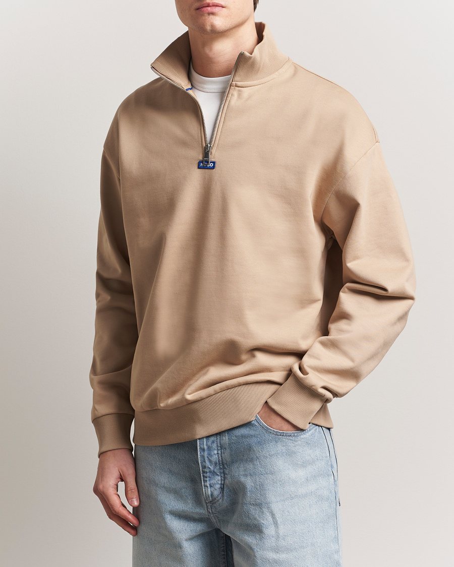 Men | Sweaters & Knitwear | HUGO | Neeler Half Zip Sweatshirt Medium Beige