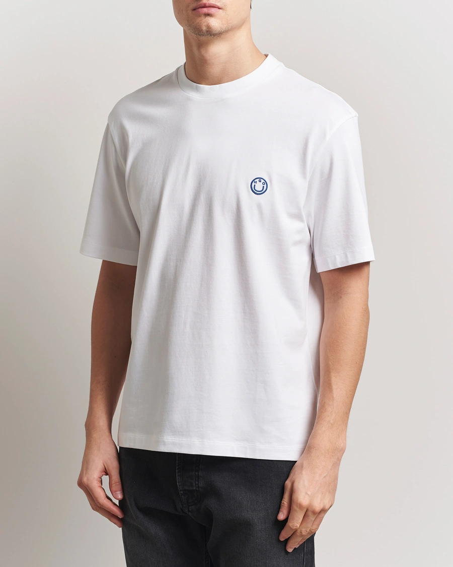 Men | T-Shirts | HUGO | Niley Smiley Logo T-Shirt White