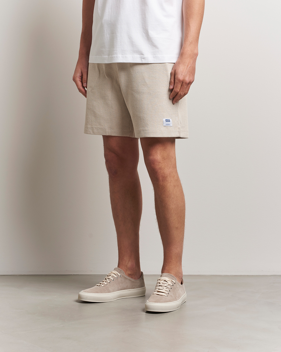 Men | Shorts | HUGO | Nuwfallo Waffle Sweatshorts Open White