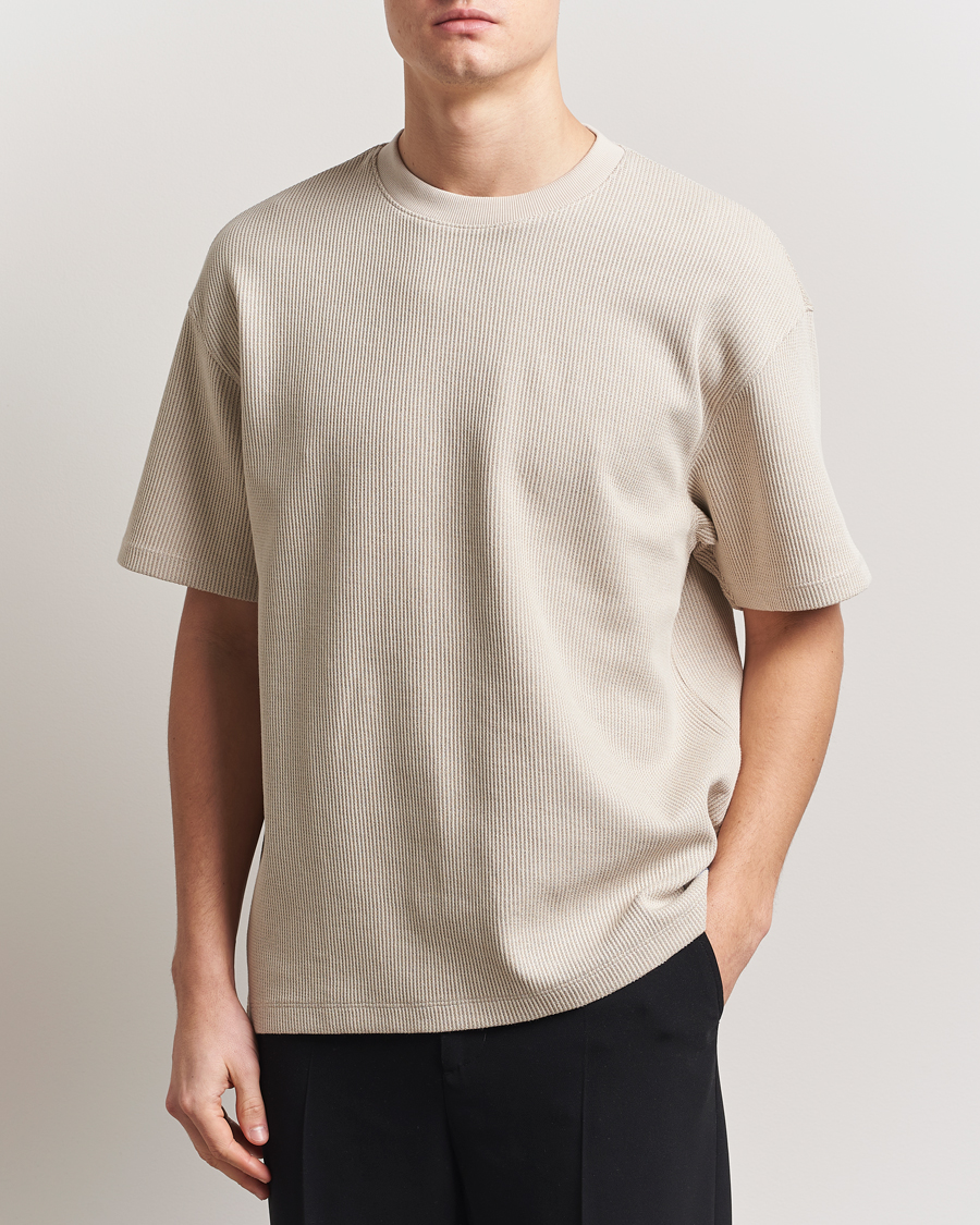 Men | T-Shirts | HUGO | Waffle Crew Neck T-Shirt Open White