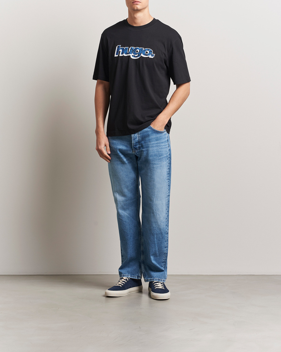 Men | T-Shirts | HUGO | Nugibol 3D Logo Crew Neck T-Shirt Black