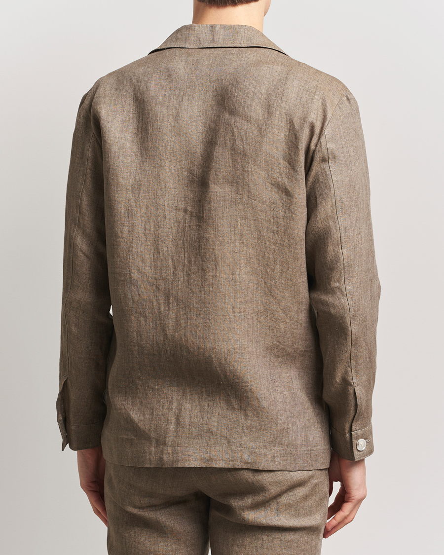 Men | Coats & Jackets | BOSS BLACK | Carper Linen Shirt Jacket Dark Brown