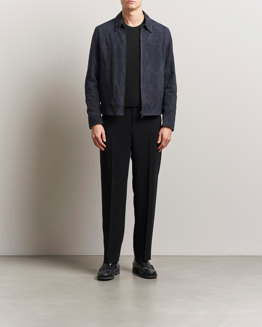 Men | Coats & Jackets | BOSS BLACK | Malbano Suede Jacket Dark Blue