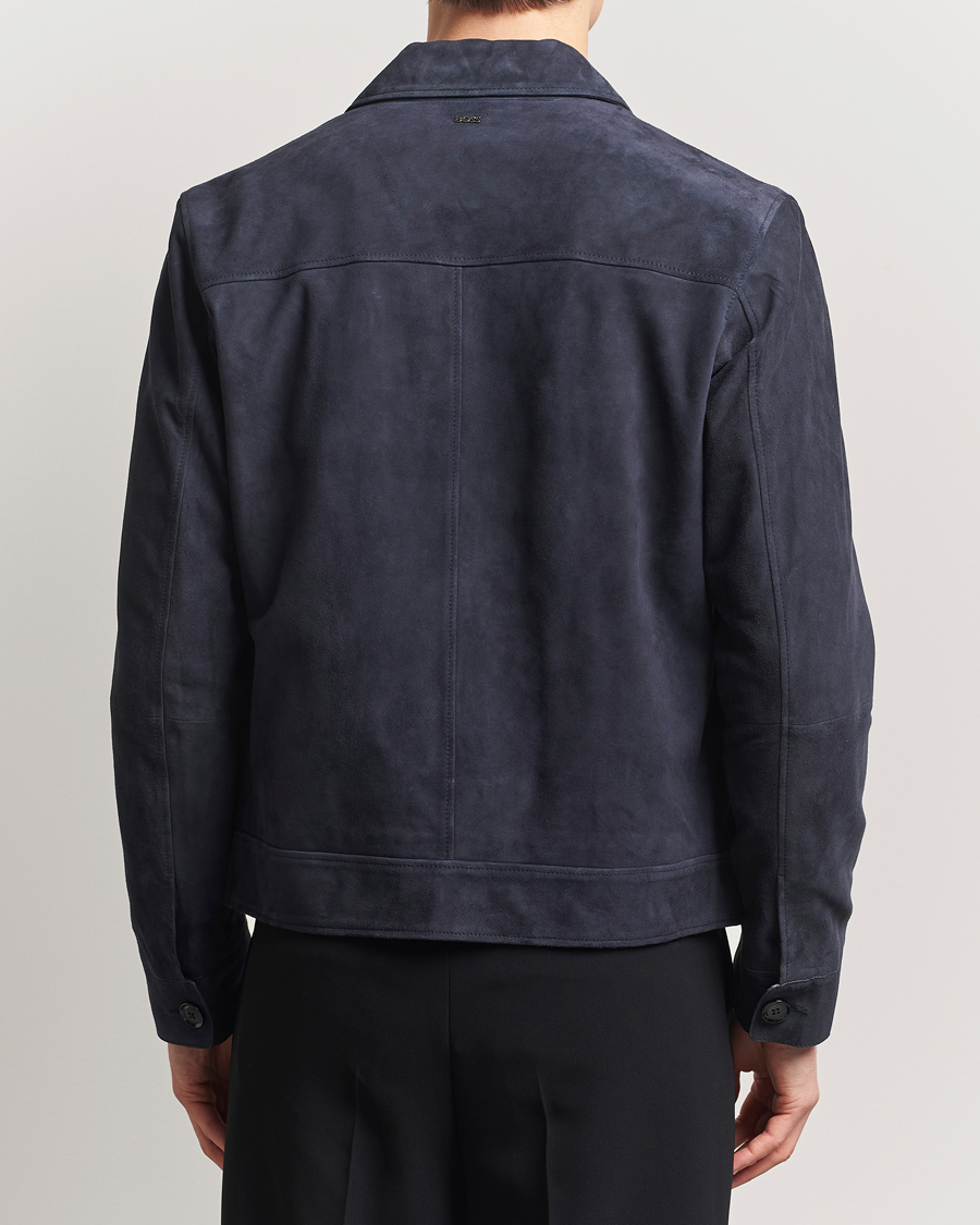 Men | Coats & Jackets | BOSS BLACK | Malbano Suede Jacket Dark Blue