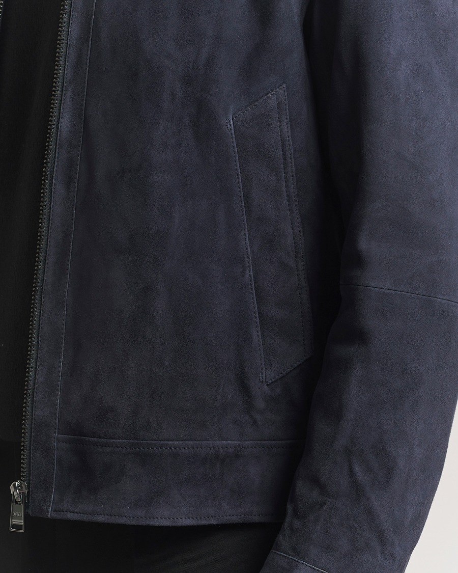 Men | Coats & Jackets | BOSS BLACK | Malbano Suede Jacket Dark Blue