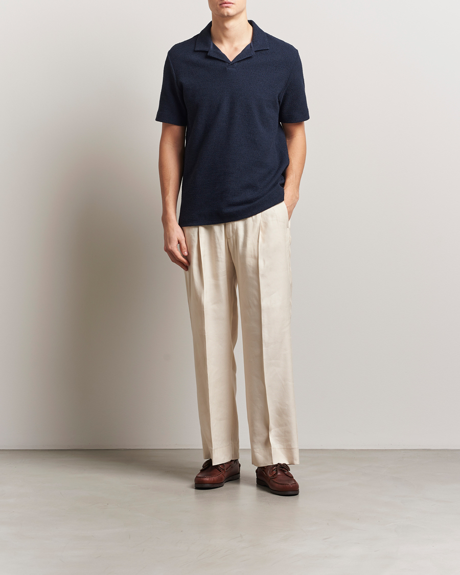 Men | Polo Shirts | BOSS BLACK | Pye Terry Knitted Polo Dark Blue