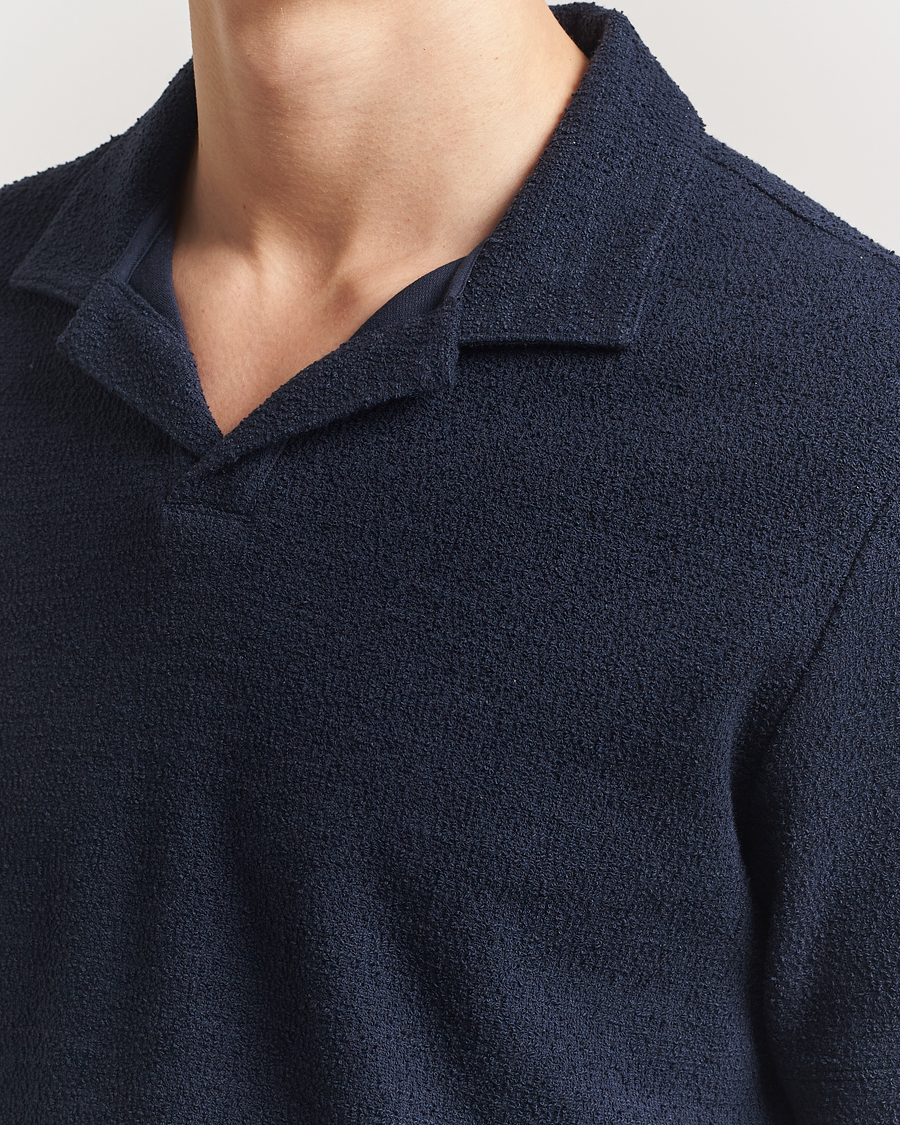 Men | Polo Shirts | BOSS BLACK | Pye Terry Knitted Polo Dark Blue