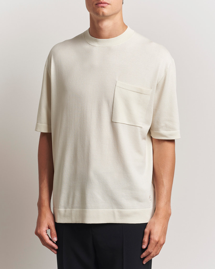 Men | T-Shirts | BOSS BLACK | Jervaiso Cotton/Silk Knitted T-Shirt Open White