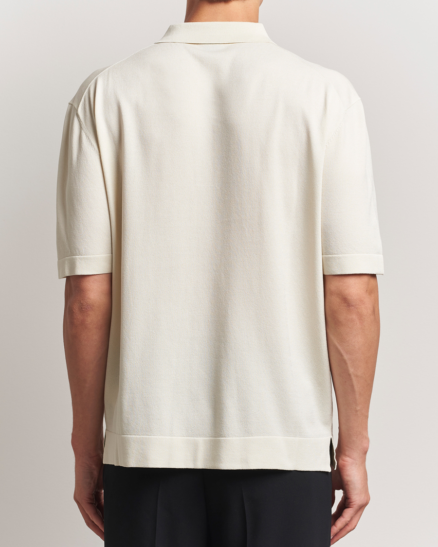 Men | Polo Shirts | BOSS BLACK | Jervasoni Cotton/Silk Knitted Polo Open White