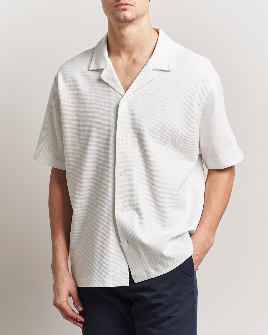 Men | Shirts | BOSS ORANGE | Waffle Short Sleeve Shirt Natural