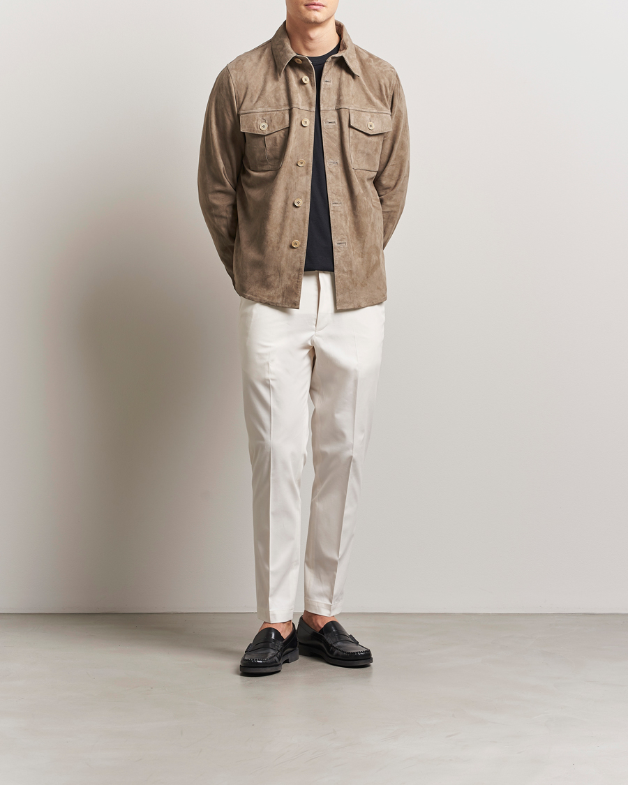 Men | Trousers | BOSS CAMEL | Kaiton Cotton Pleated Trousers Open White
