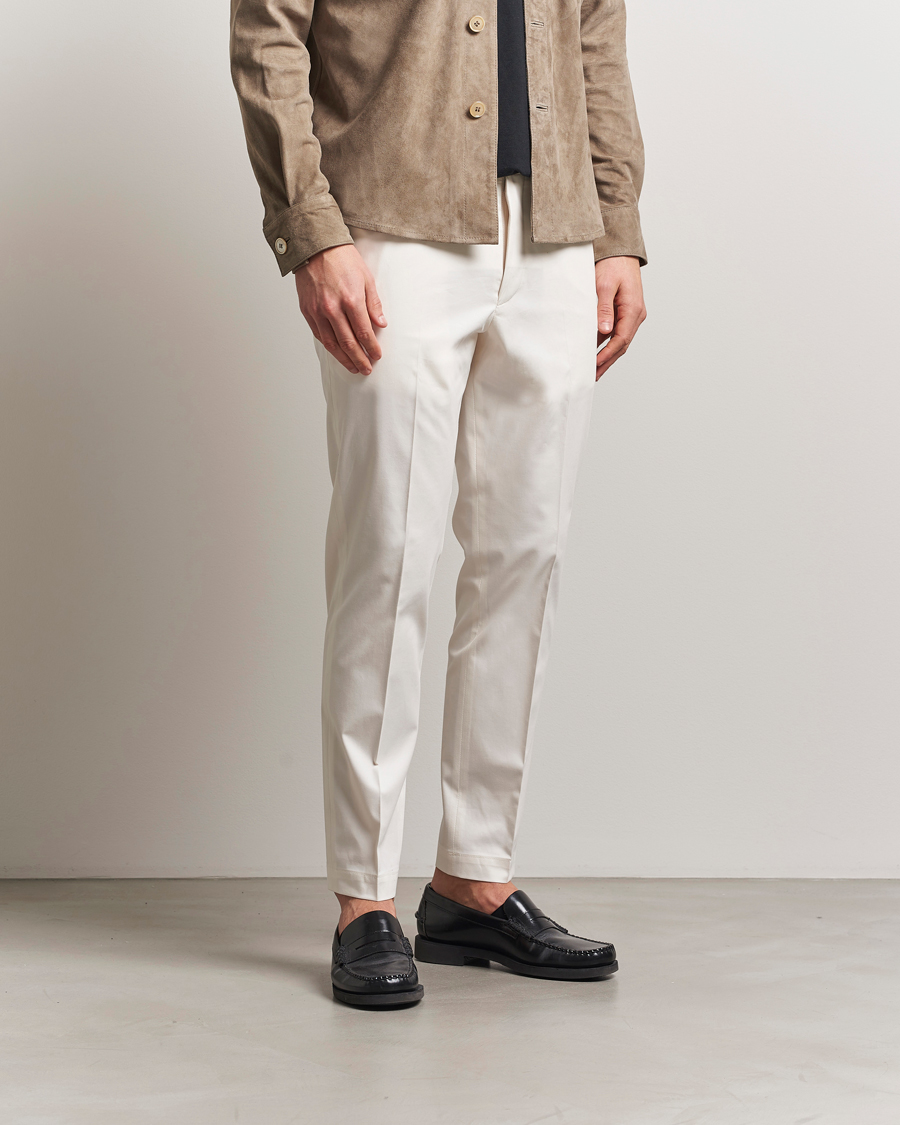 Men | Trousers | BOSS CAMEL | Kaiton Cotton Pleated Trousers Open White