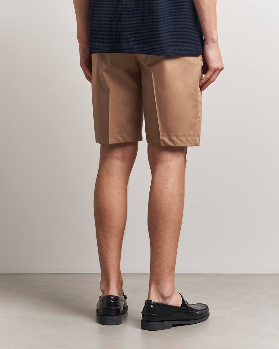 Men | Shorts | BOSS CAMEL | Peet Cotton Pleated Shorts Open Beige