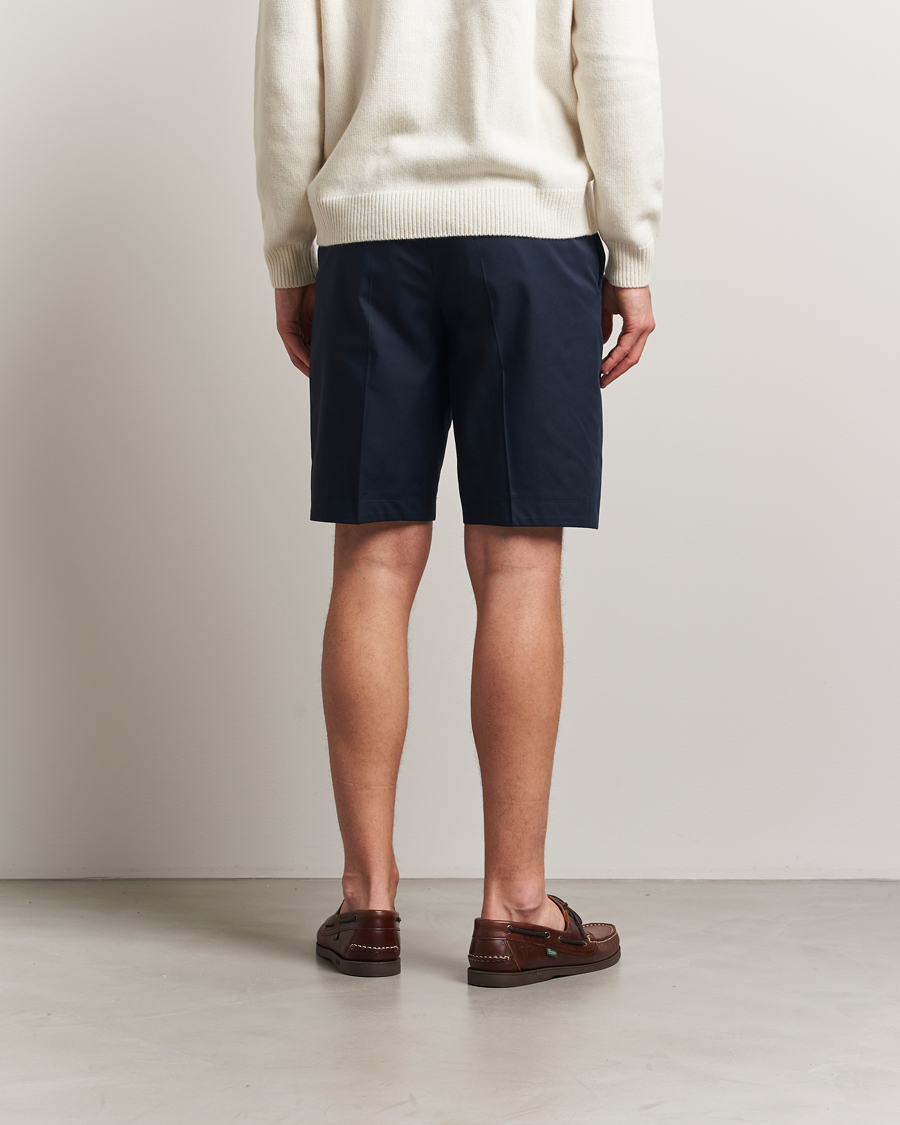 Men | Shorts | BOSS CAMEL | Peet Cotton Pleated Shorts Dark Blue