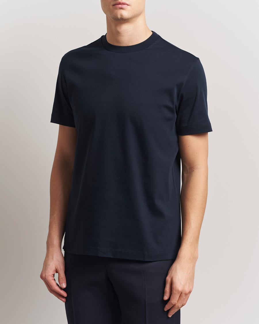 Men | T-Shirts | BOSS CAMEL | Tesar Cotton Knitted T-Shirt Dark Blue