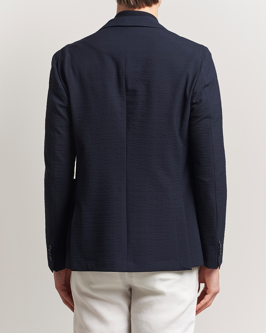 Men | Blazers | BOSS BLACK | Hanry Seersucker Patch Pocket Blazer Dark Blue
