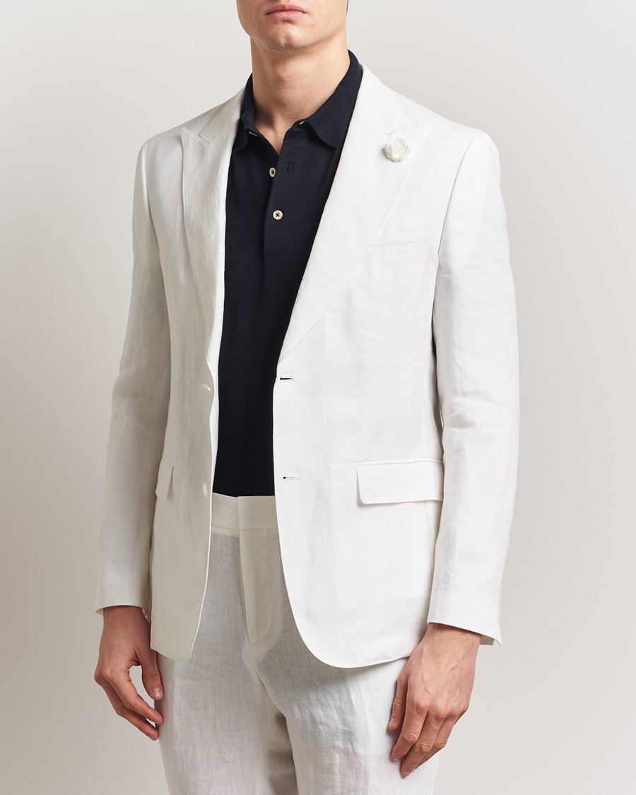 Men | Blazers | BOSS BLACK | Huge Linen Peak Lapel Blazer White