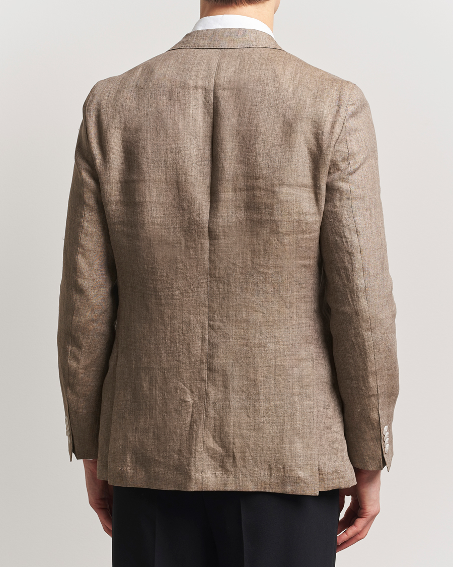 Men | Blazers | BOSS BLACK | Huge Linen Peak Lapel Blazer Dark Brown