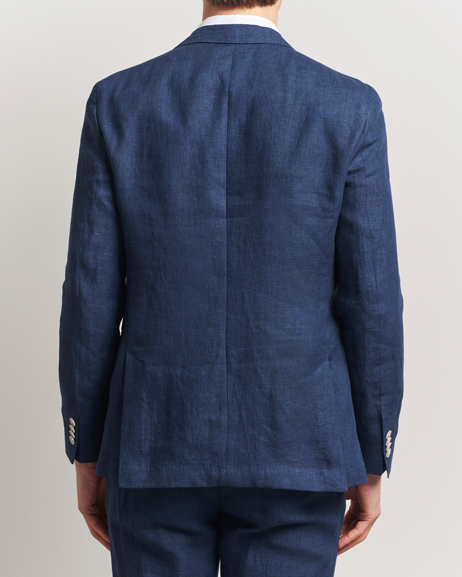 Men | Blazers | BOSS BLACK | Huge Linen Peak Lapel Blazer Dark Blue