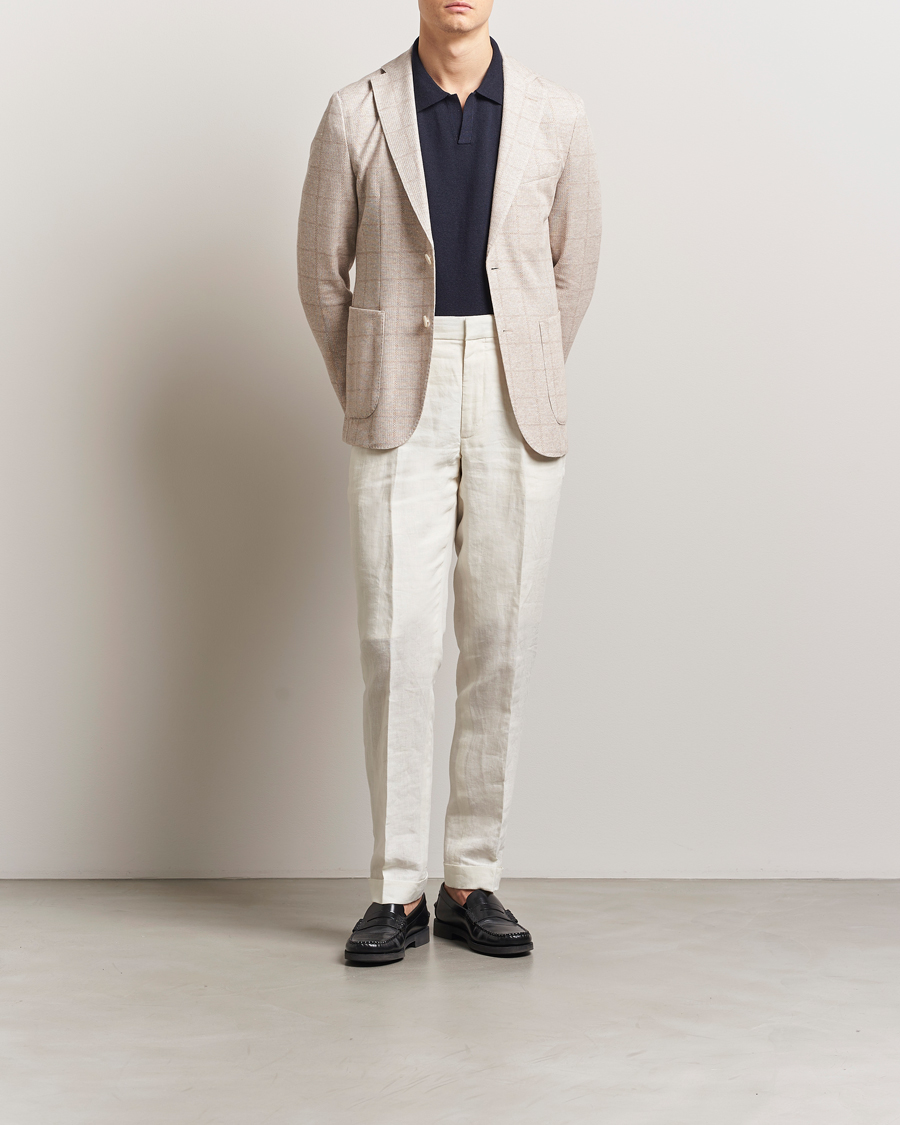 Men | Blazers | BOSS BLACK | Hanry Checked Jersey Patch Pocket Blazer Open White