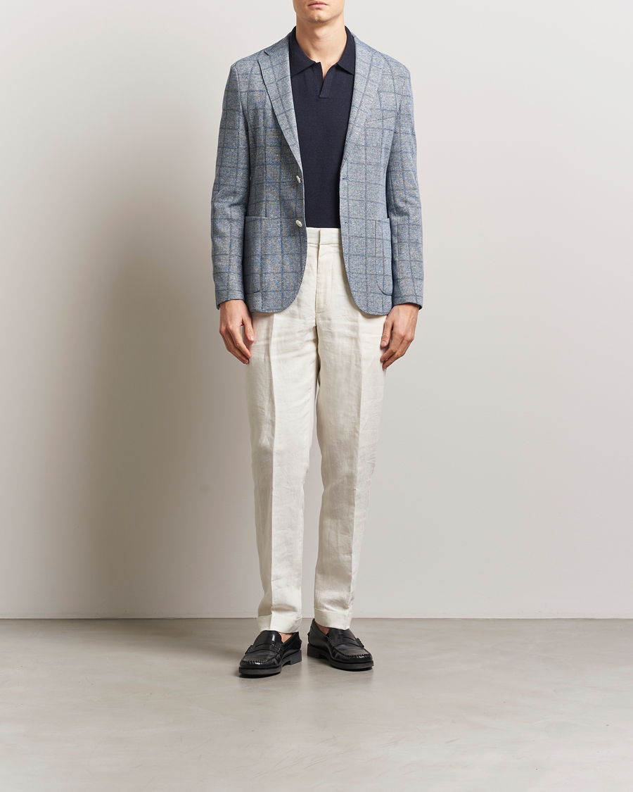 Men | Blazers | BOSS BLACK | Hanry Checked Jersey Patch Pocket Blazer Light Blue