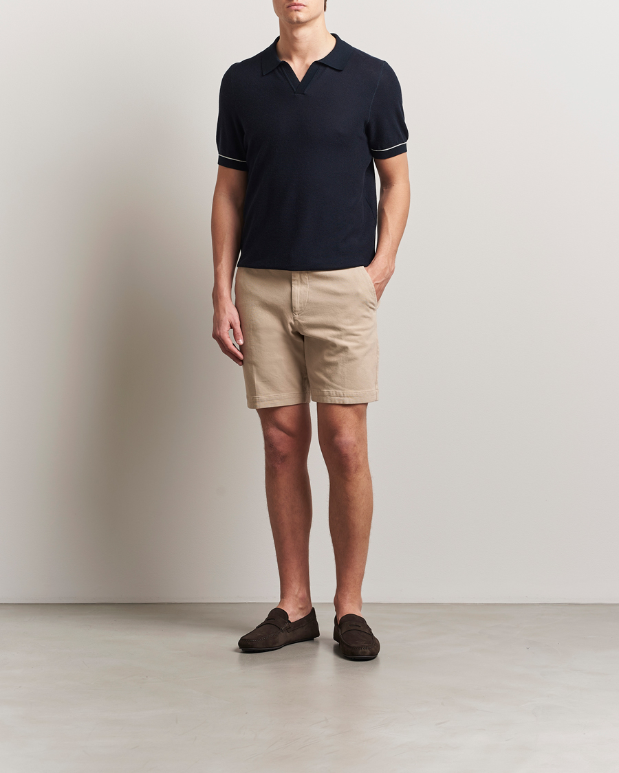 Men | Shorts | BOSS BLACK | Slice Structured Cotton Shorts Light Beige
