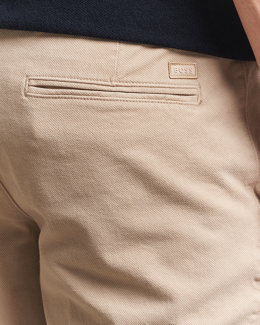 Men | Shorts | BOSS BLACK | Slice Structured Cotton Shorts Light Beige