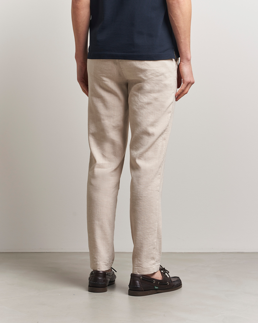 Men | Trousers | BOSS BLACK | Kane Linen Blend Drawstring Trousers Light Beige