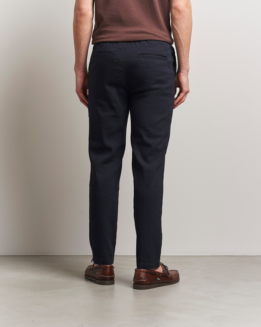 Men | Trousers | BOSS BLACK | Kane Linen Blend Drawstring Trousers Dark Blue