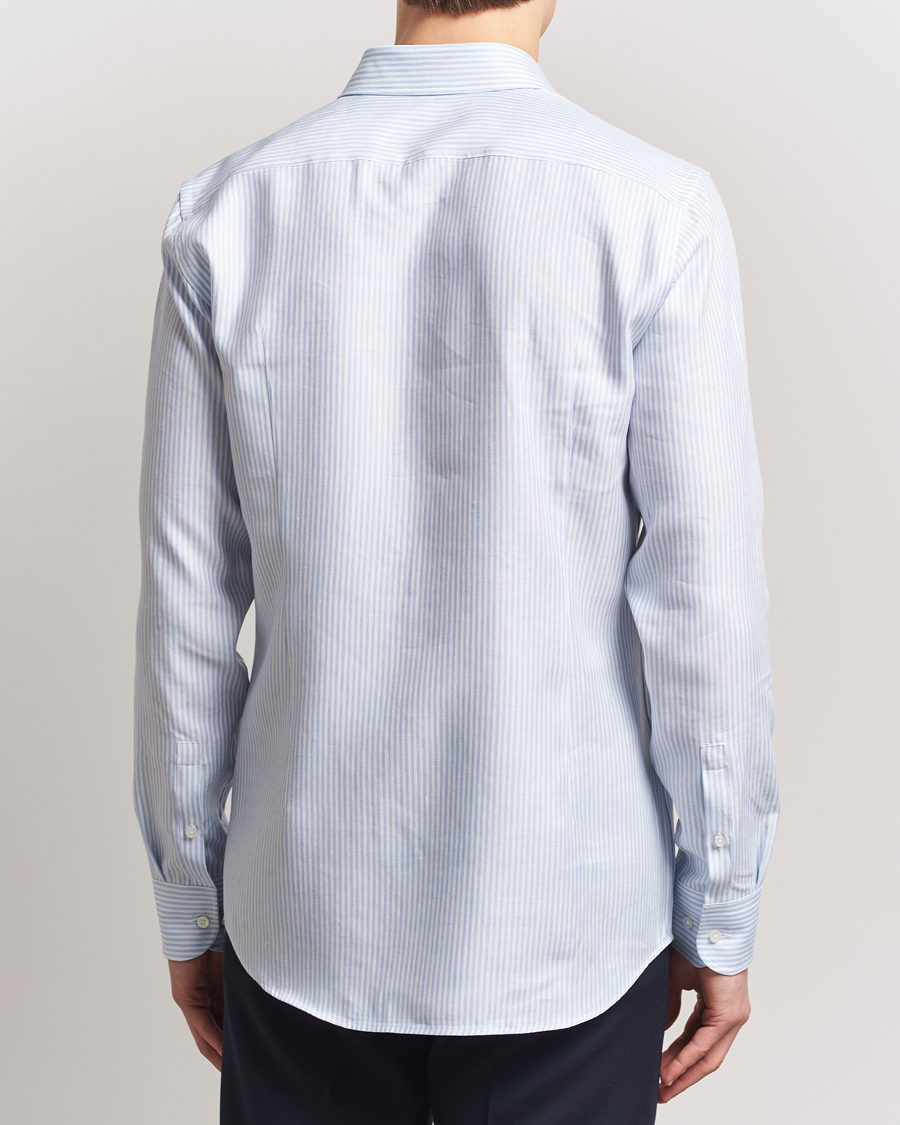 Men | Shirts | BOSS BLACK | Hank Linen/Lyocell Striped Shirt Blue/White