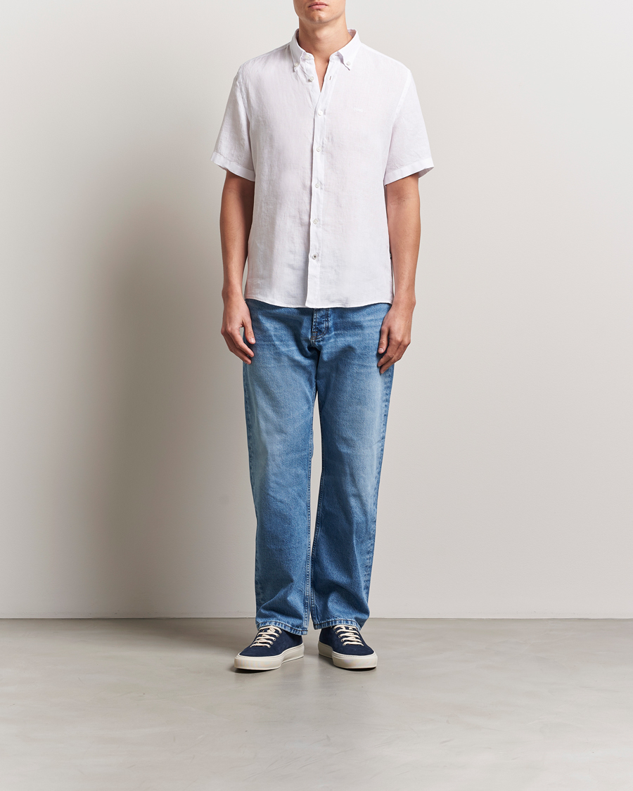 Men | Shirts | BOSS BLACK | Liam Linen Short Sleeve Shirt White