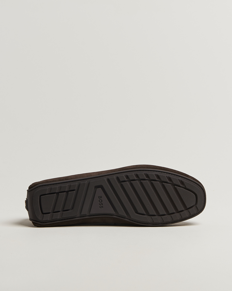 Men | Loafers | BOSS BLACK | Noel Suede Moccasin Dark Brown