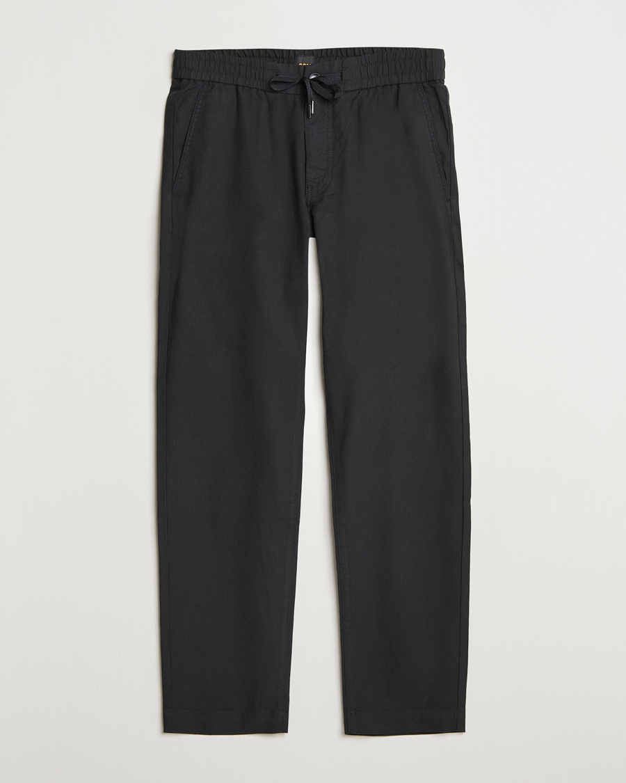 Men | Trousers | BOSS ORANGE | Sanderson Linen Pants Black
