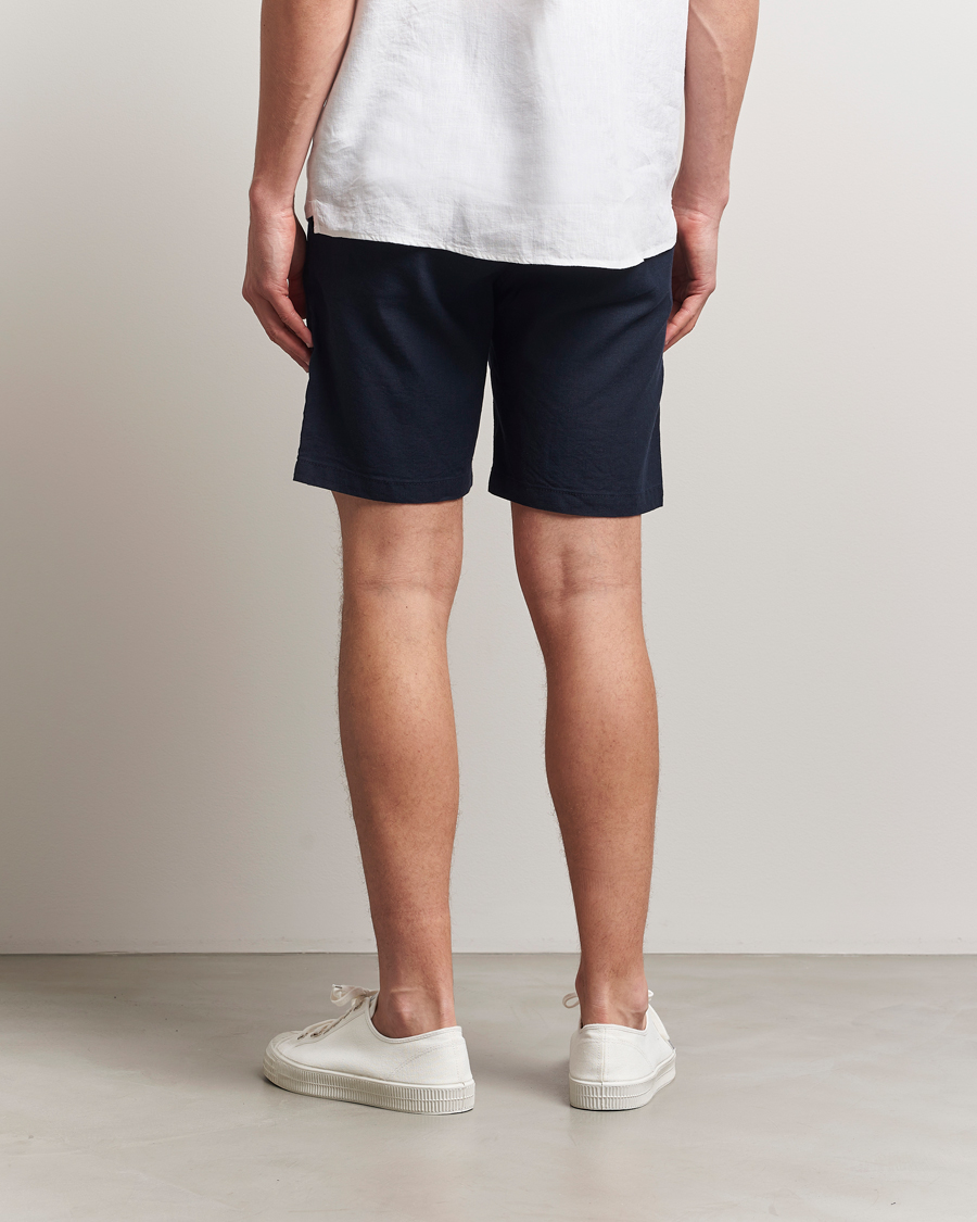 Men | Shorts | BOSS ORANGE | Tapered Linen Chino Drawstring Shorts Dark Blue