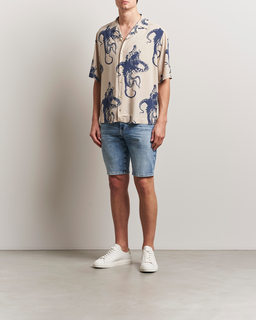 Men | Shirts | BOSS ORANGE | Lapisy Printed Short Sleeve Shirt Light Beige