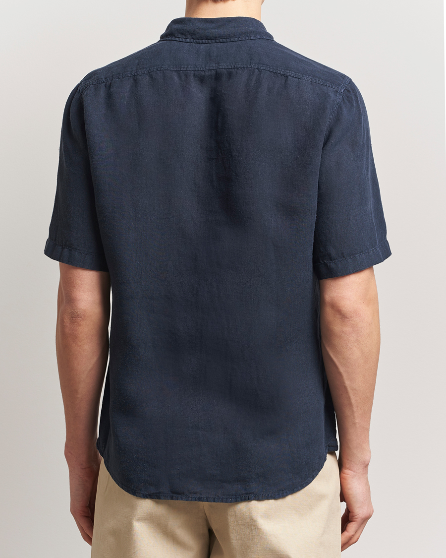 Men | Shirts | BOSS ORANGE | Rash Linen Short Sleeve Shirt Dark Blue
