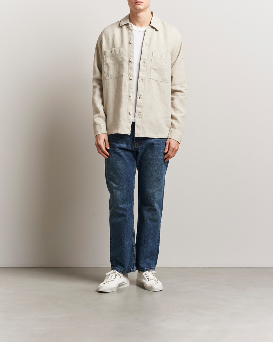 Men | Shirts | BOSS ORANGE | Locky Linen Overshirt Light Beige