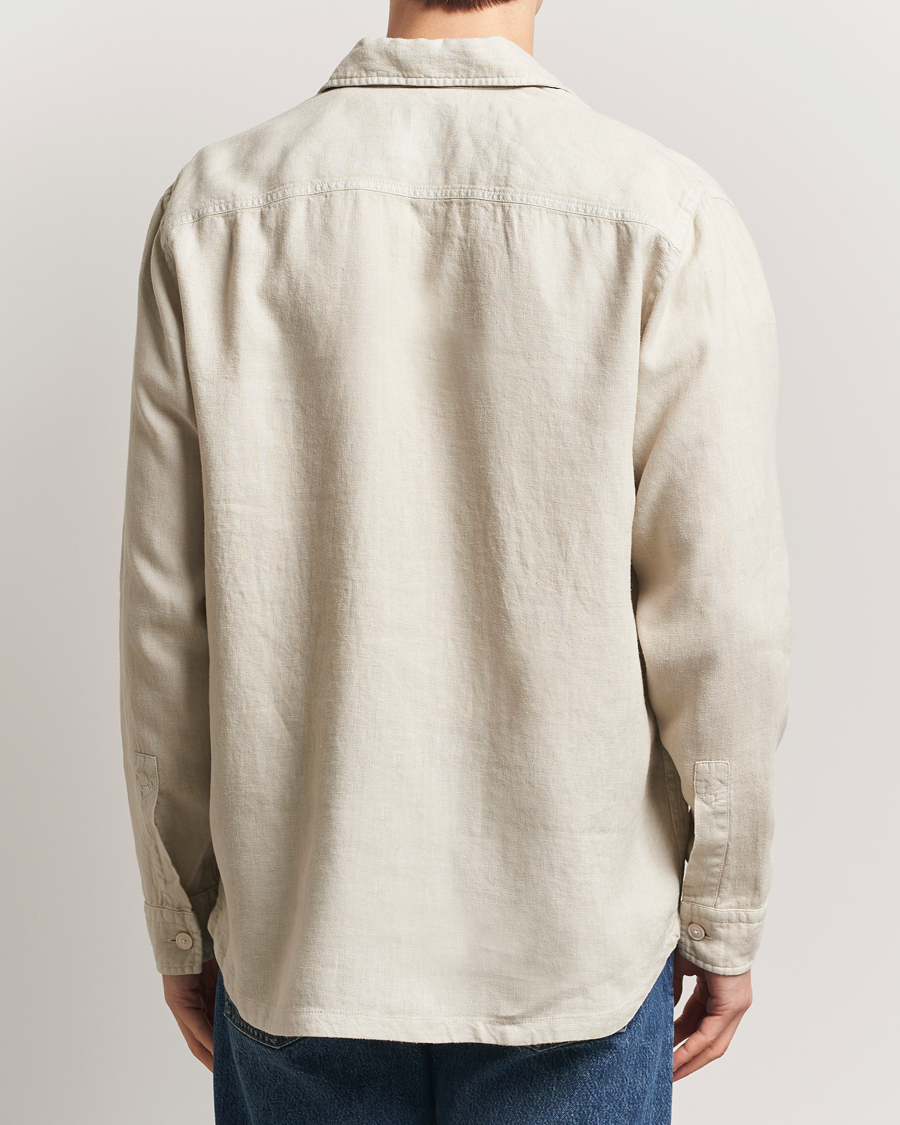 Men | Shirts | BOSS ORANGE | Locky Linen Overshirt Light Beige