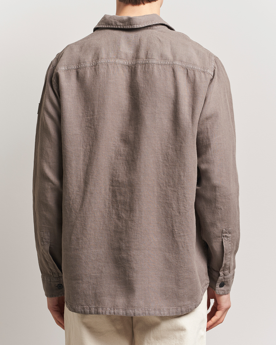Men | Shirts | BOSS ORANGE | Locky Linen Overshirt Open Beige