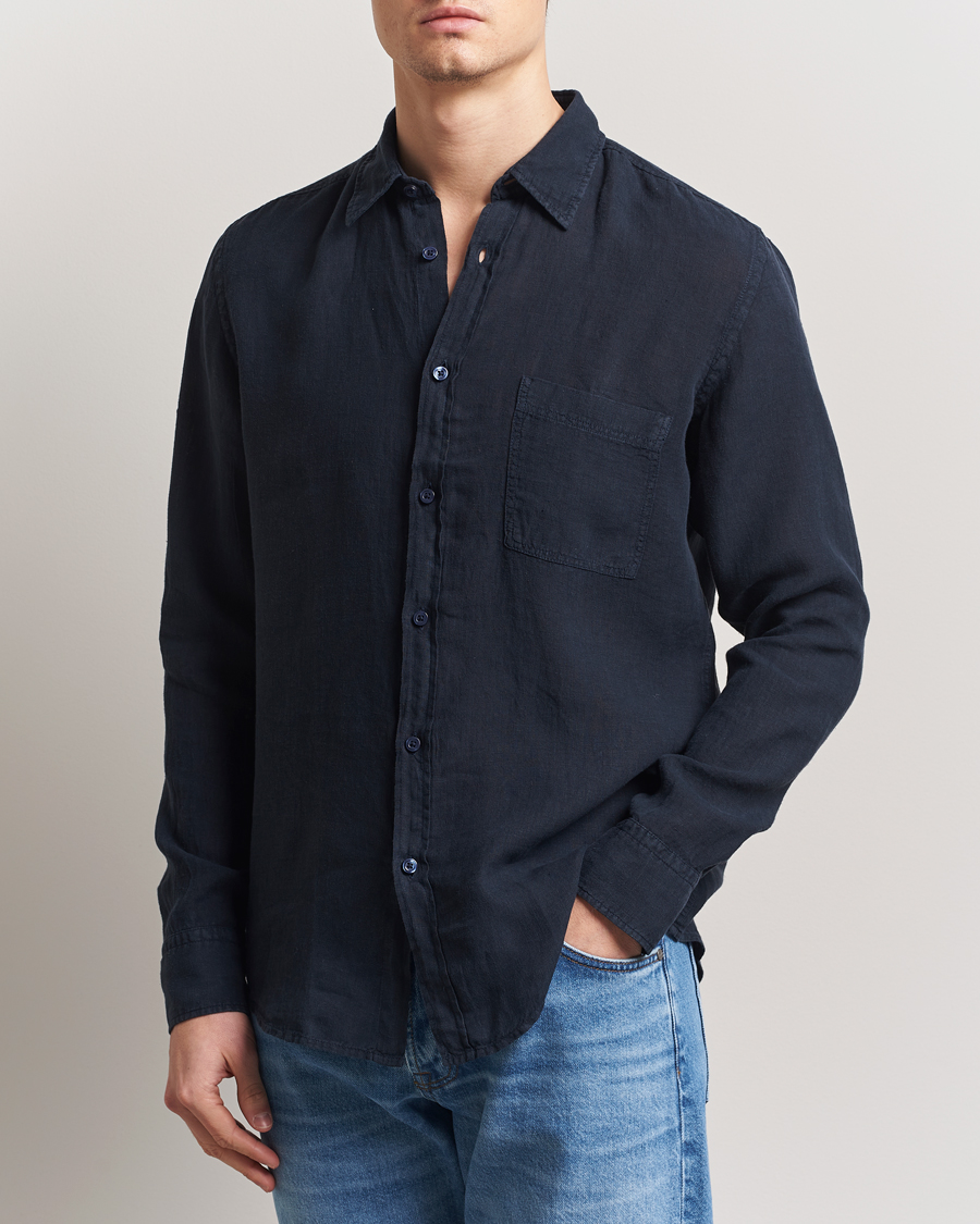Men | Shirts | BOSS ORANGE | Relegant Linen Shirt Dark Blue