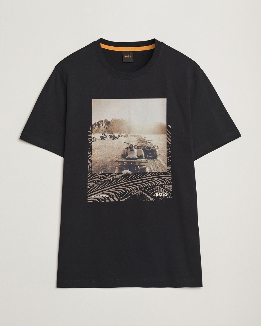 Men | T-Shirts | BOSS ORANGE | Dunetrace Printed Crew Neck T-Shirt Black