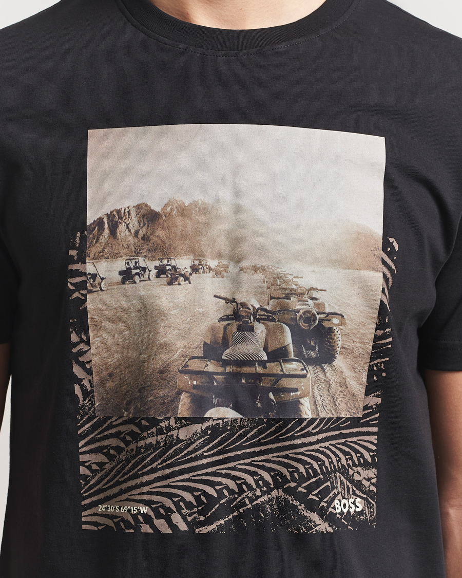 Men | T-Shirts | BOSS ORANGE | Dunetrace Printed Crew Neck T-Shirt Black
