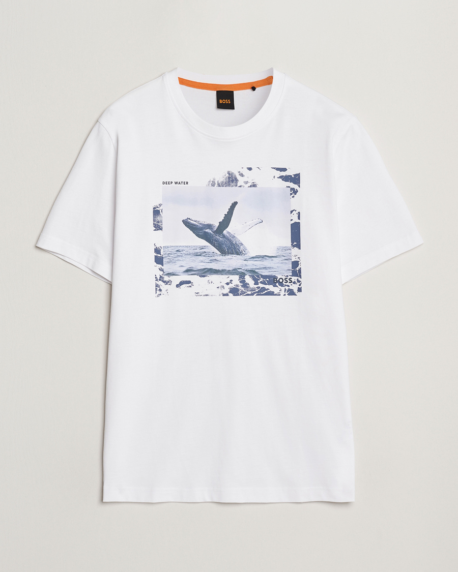 Men | T-Shirts | BOSS ORANGE | Dunetrace Printed Crew Neck T-Shirt White