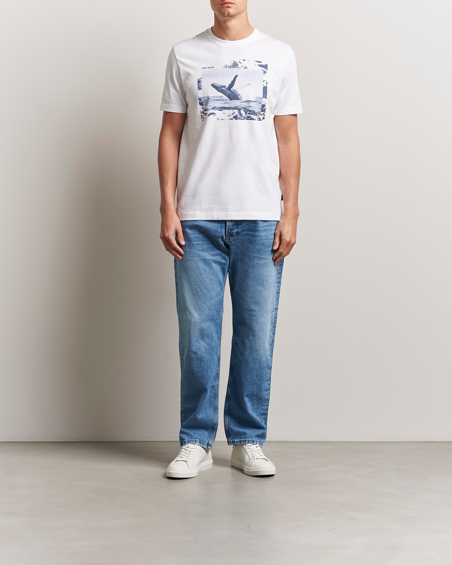 Men | T-Shirts | BOSS ORANGE | Dunetrace Printed Crew Neck T-Shirt White