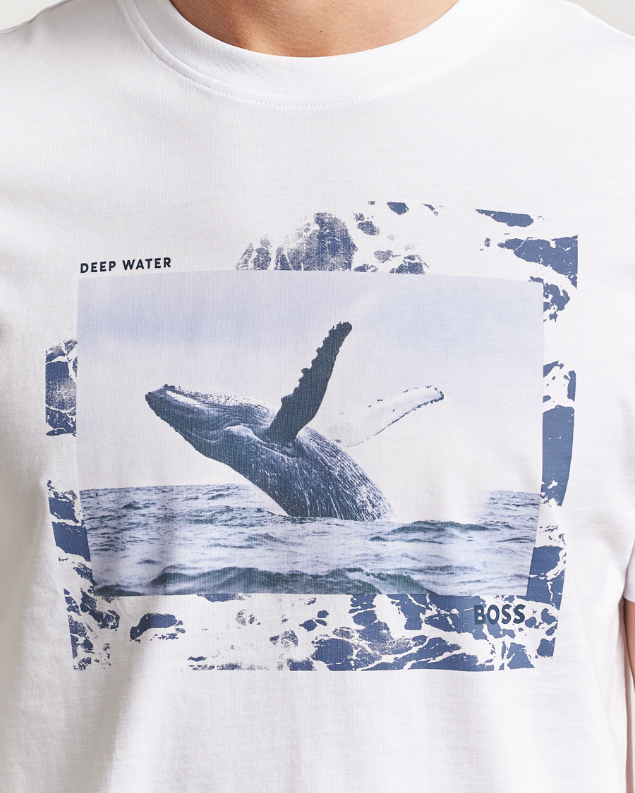 Men | T-Shirts | BOSS ORANGE | Dunetrace Printed Crew Neck T-Shirt White