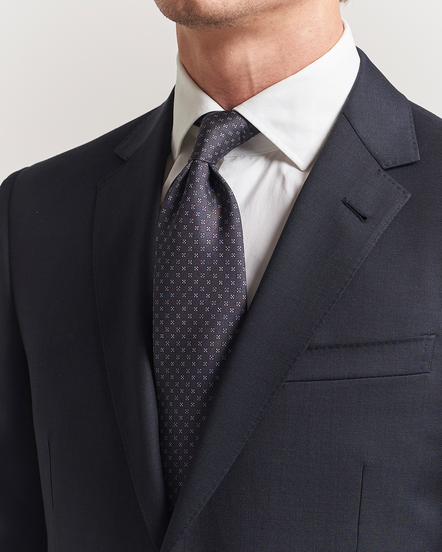 Men | Ties | Stenströms | Printed Silk Tie 7,5cm Grey