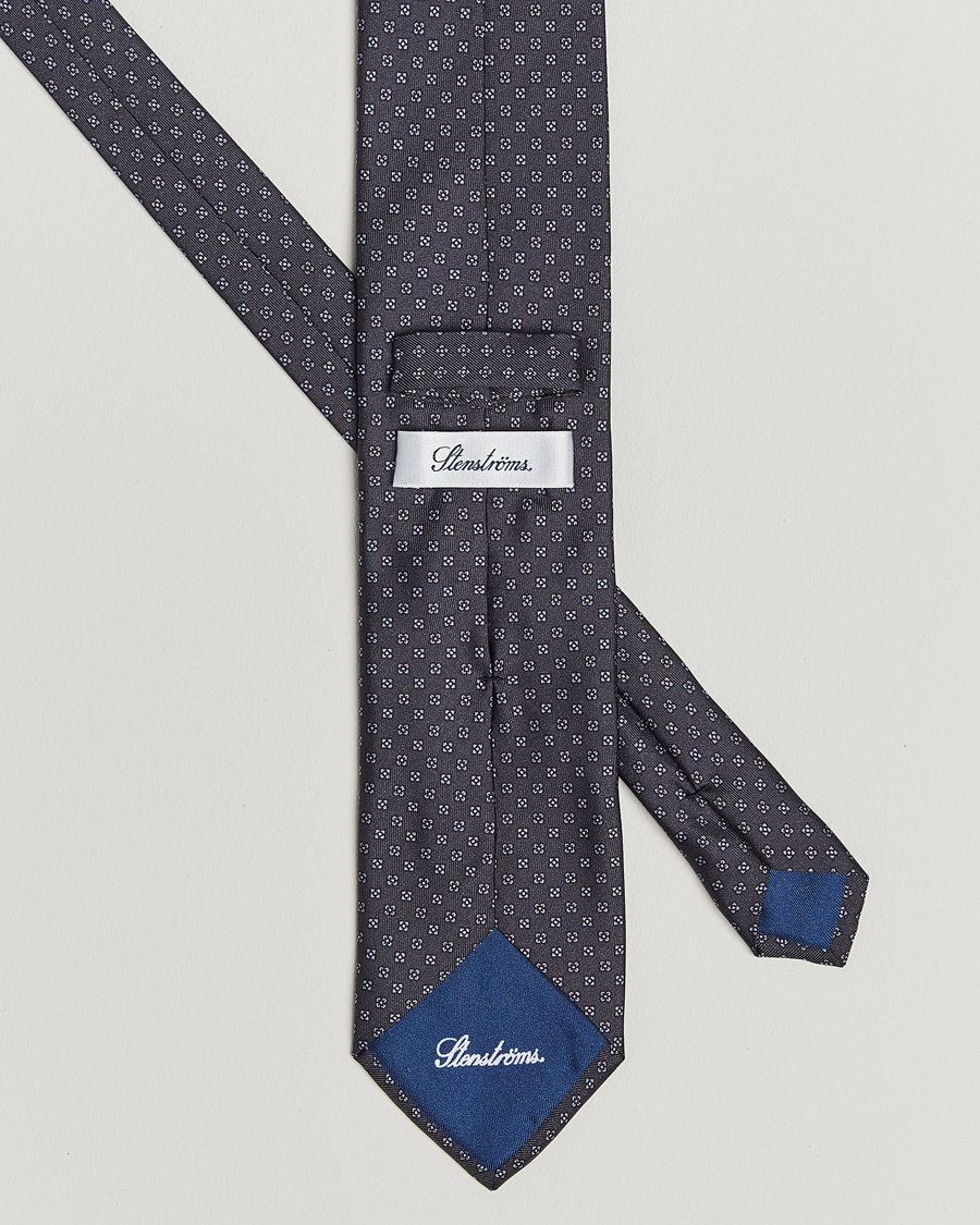 Men | Ties | Stenströms | Printed Silk Tie 7,5cm Grey